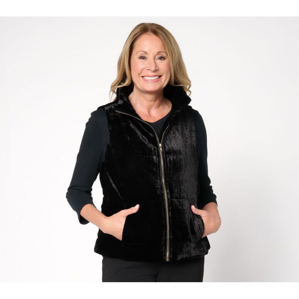 nicole by Nicole Miller Women's Jacket Sz L Velour Printed Lining Black